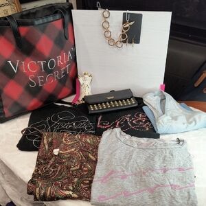 Victoria's Secret Red and Black Checkered Tote STUFFED
